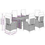 vidaXL Ensemble à manger de jardin coussins 7Pièces Noir Résine tressée