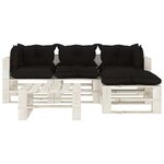 vidaXL Salon palette de jardin 5 Pièces avec coussins noir bois