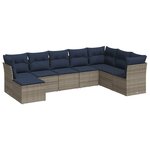 vidaXL Salon de jardin 8 Pièces avec coussins gris résine tressée