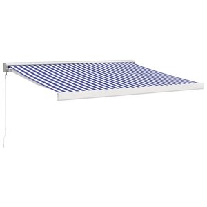 vidaXL Auvent rétractable bleu et blanc 3 5x2 5 m tissu et aluminium