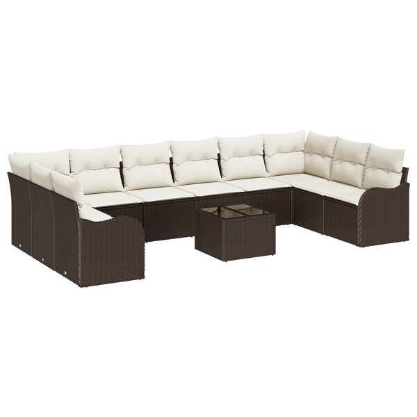Ensemble de canapés de jardin 10 pièces vidaXL avec coussins en poly rattan gris
