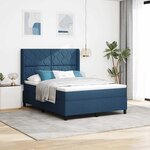 vidaXL Lit à ressorts avec matelas Bleu 140 x 200 cm tissu