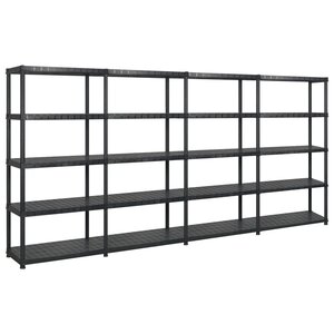 vidaXL Étagère de rangement à 5 niveaux Noir 366x45 7x185 cm Plastique