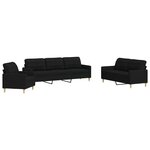 vidaXL Ensemble de canapés 3 Pièces noir tissu