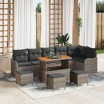 vidaXL Ensemble de canapé de jardin 10 Pièces Gris polyrotin