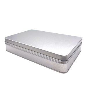 Boîte à sucre plate fer blanc  vernis alimentaire  19 x 12 x 3.5 cm