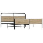vidaXL Cadre de lit en métal sans matelas chêne fumé 193x203 cm