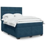 vidaXL Sommier à lattes de lit et matelas bleu 140x200 cm velours
