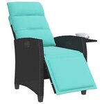 vidaXL Chaise de jardin inclinable avec table d'appoint noir polyrotin