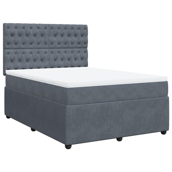 vidaXL Sommier à lattes de lit et matelas Gris foncé 160x200cm Velours