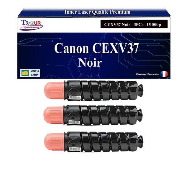 T3AZUR -3x Toners compatibles avec Canon iR Advance 400  400i  400iF  500  500i  500iF  CEXV37  CEXV43