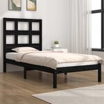 vidaXL Cadre de lit Noir Bois massif 75x190 cm Petit simple