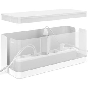 ACROPAQ Boîte cache câble L (32 x 13 x 13 cm)- Cache multiprise  Boîte Rangement câble- Boîte multiprise- Polystyrène-Blanc