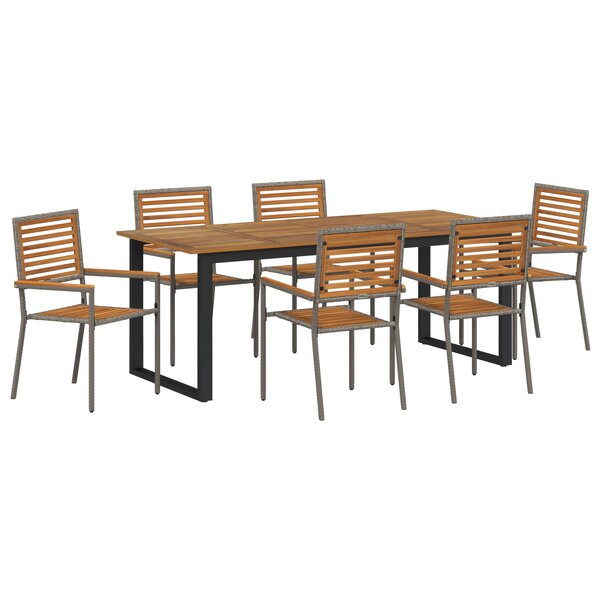 vidaXL Ensemble de salle à manger de jardin 7 Pièces Gris