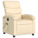 vidaXL Fauteuil inclinable de massage électrique crème tissu