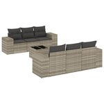 vidaXL Salon de jardin avec coussins 7 Pièces gris clair résine tressée