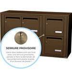 Bloc collectif leabox.com  3x2  grade 3  simple face  Intérieur  fixation murale  Brun Sepia RAL 8014 finition brillante