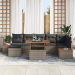 vidaXL Ensemble de Canapé de Jardin 8 Pièces avec Coussins Gris Poly Rattan