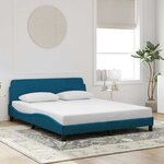 vidaXL Cadre de lit avec tête de lit Dover bleu 160x200cm velours