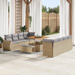 Ensemble de 11 pièces de sofa de jardin avec coussins Beige Poly Rattan Acacia