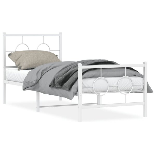 vidaXL Cadre de lit métal sans matelas avec pied de lit blanc 80x200cm