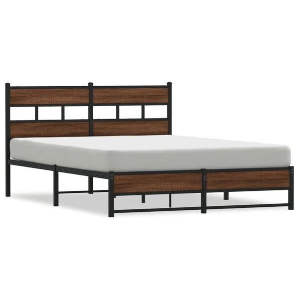 vidaXL Cadre de lit en métal sans matelas chêne marron 140x190 cm