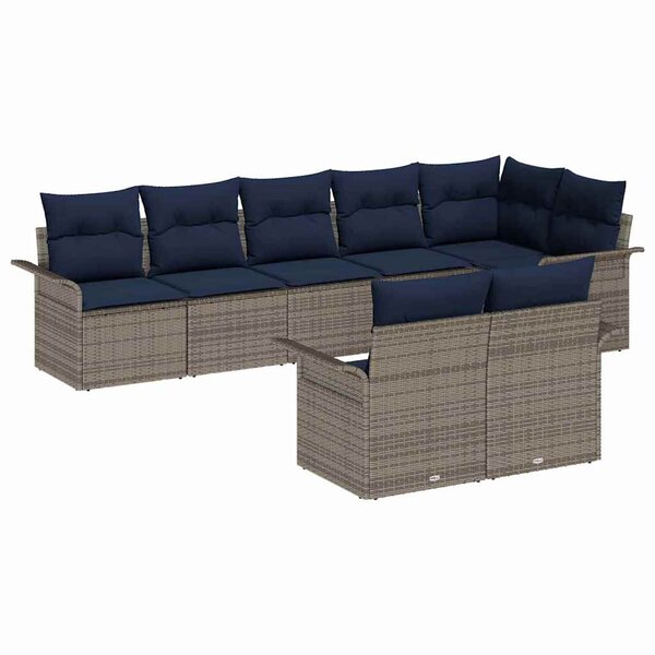 vidaXL Ensemble de canapé de jardin avec coussin 8 Pièces Gris polyrotin