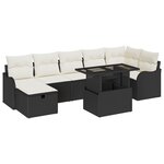 Ensemble de Canapé de Jardin vidaXL 8 Pièces avec Coussins Noir Rattan Poly