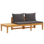 vidaXL Banc de jardin avec table avec coussins gris foncé Teck solide