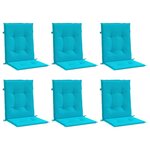 vidaXL Coussins de chaise à dossier bas lot de 6 turquoise tissu