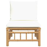 vidaXL Canapé central de jardin avec coussins blanc crème bambou