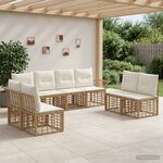 vidaXL Ensemble de canapés d'extérieur 8 Pièces Blanc Naturel et Crème