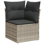 vidaXL Salon de jardin 5 Pièces avec coussins gris clair résine tressée