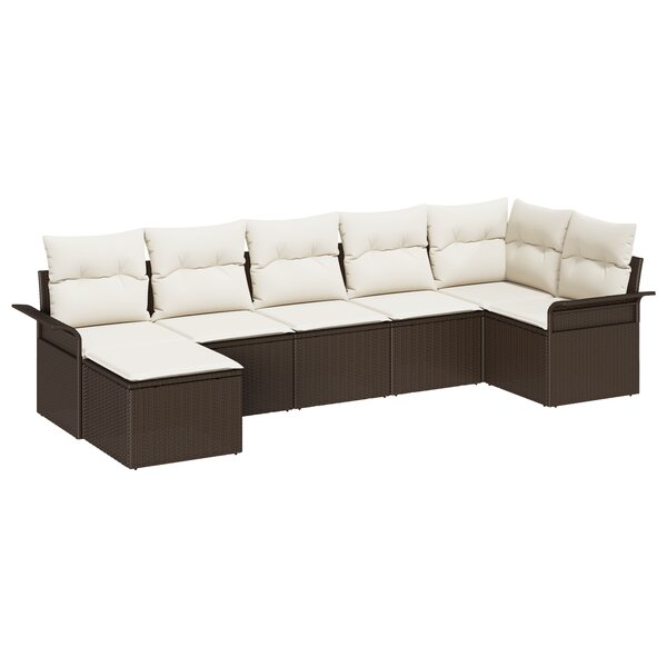 vidaXL Ensemble de Canapé de Jardin 7 Pièces Marron Poly Rattan
