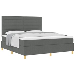 vidaXL Lit à ressorts avec matelas Gris foncé 180 x 200 cm tissu