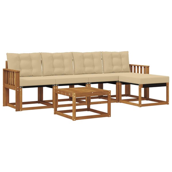 vidaXL Ensemble de canapés d'extérieur 6 pc Naturel et Beige
