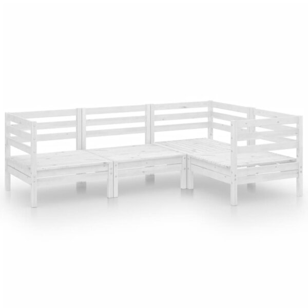 vidaXL Salon de jardin 4 Pièces Bois de pin massif Blanc
