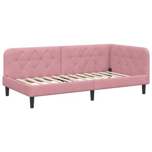 vidaXL Cadre de lit d'angle avec tête de lit Rose 90 x 190 cm Velours
