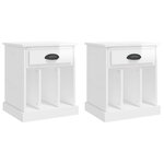 vidaXL Tables de chevet 2 Pièces blanc brillant 43x36x50 cm