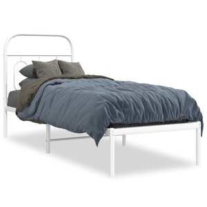 vidaXL Cadre de lit métal sans matelas avec tête de lit blanc 75x190cm
