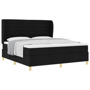 vidaXL Lit à ressorts avec tête de lit Noir 200 x 180 cm tissu