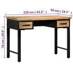 vidaXL Table d'écriture 110x50x76 cm Bois de manguier massif
