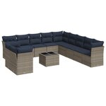 vidaXL Salon de jardin avec coussins 12 Pièces gris résine tressée