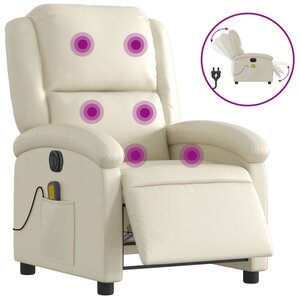 vidaXL Fauteuil de massage inclinable électrique crème similicuir