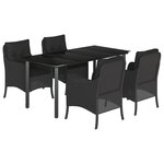 vidaXL Ensemble à manger de jardin coussins 5Pièces Noir Résine tressée