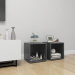 vidaXL Meubles TV 2 Pièces gris brillant 37x35x37 cm bois d’ingénierie