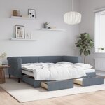 vidaXL Lit de jour avec gigogne et tiroirs sans matelas 90x190 cm