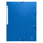 Chemises À Élastiques Carte Lustrée 3 Rabats Monobloc - Bleu - X 50 - Exacompta