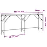 vidaXL Table console sonoma gris 180x29x75 cm bois d'ingénierie