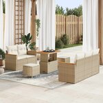 vidaXL Ensemble de canapé de jardin 8 Pièces Beige polyrotin